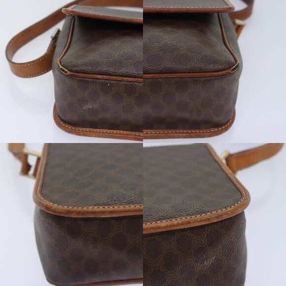 CELINE Macadam Canvas Shoulder Bag Pvc Leather Brown Gold - Picture 10 of 13